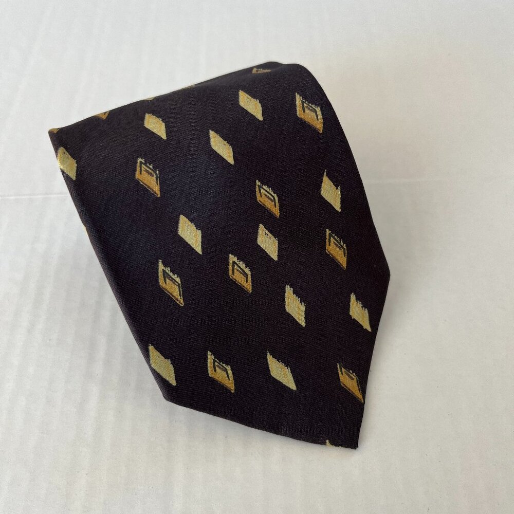 Rubinacci Luxury‎ Gray Silk Twill Tie with Diamonds Print 59"x 3.7" inch